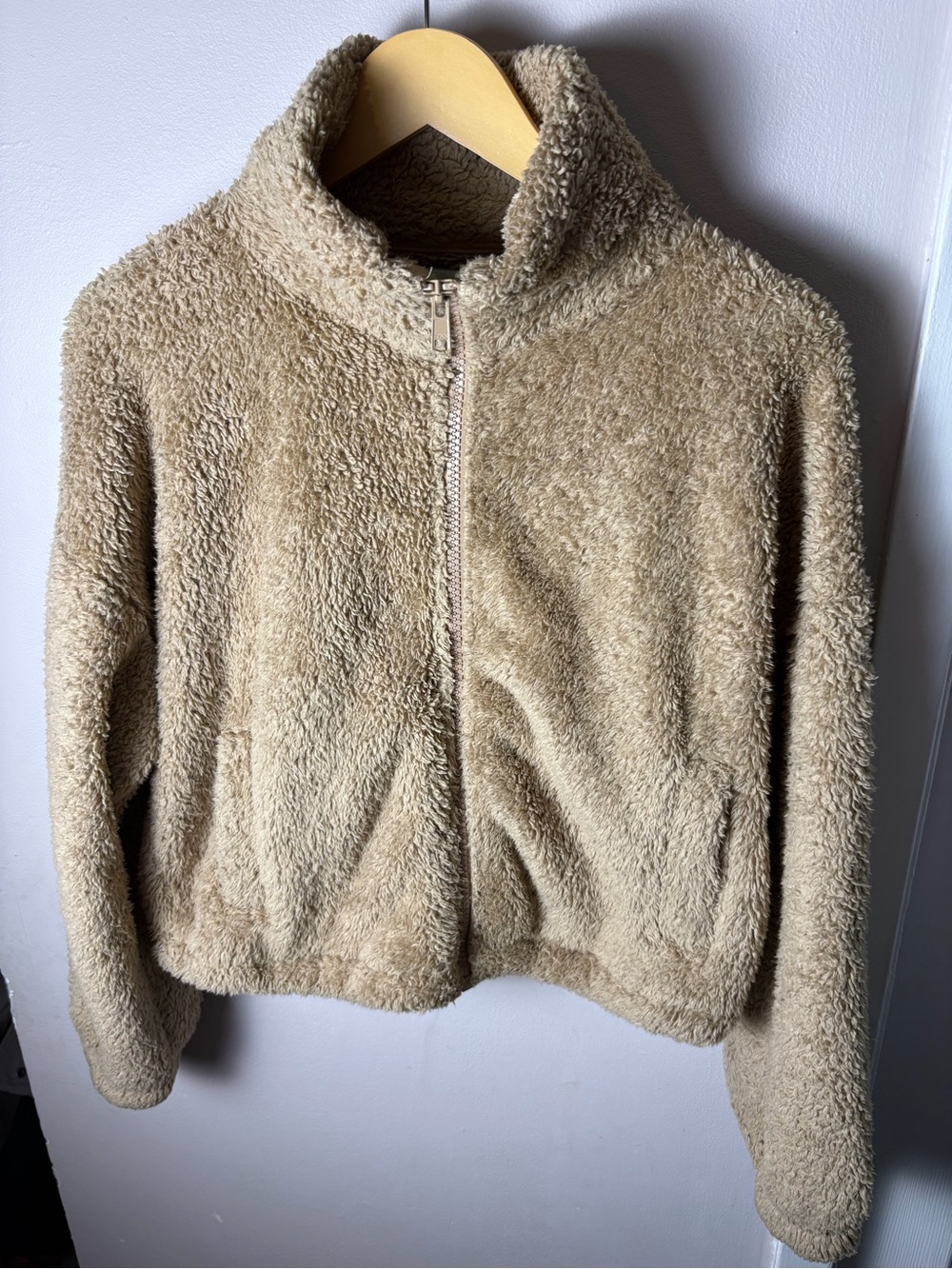 Women's Sunday Best Sherpa Zip-Up Teddy Bear Sweater/Jacket Size Small